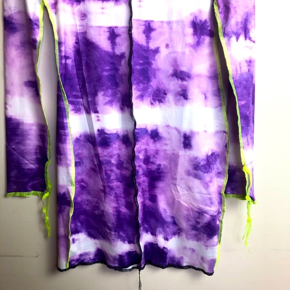 Color-block tie dye bodycon dress purple & white Stretch MED - Picture 12 of 15